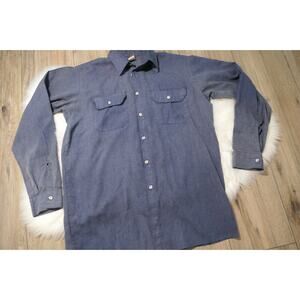 BIG BEN Wrangler Work Utility Shirt Size Large Long Blue Vintage - USA MADE